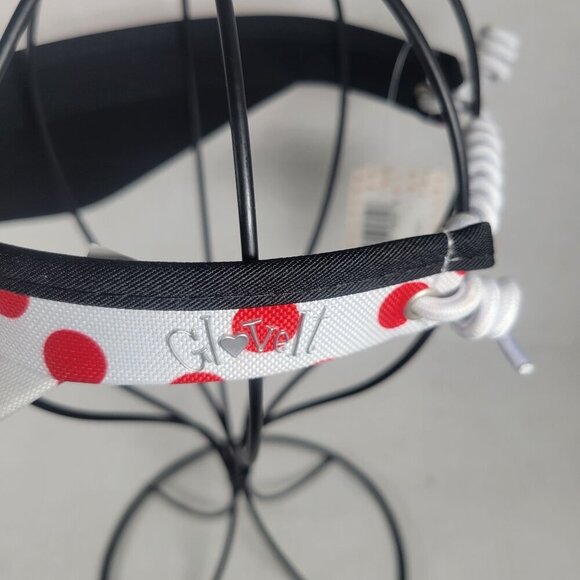 GloveIt Ladies Red & White Polka Dot Outdoor Golfing Tennis Adjustable Visor Hat - Picture 7 of 7